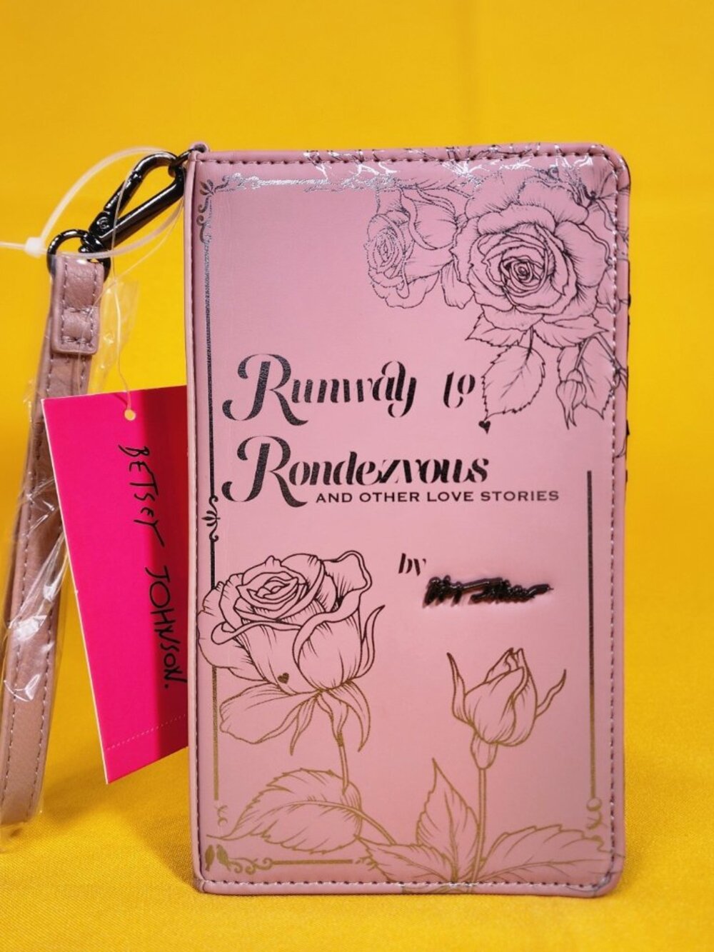Betsey Johnson Kitsch Love Stories Book Blush Pink Wristlet Wallet NEW